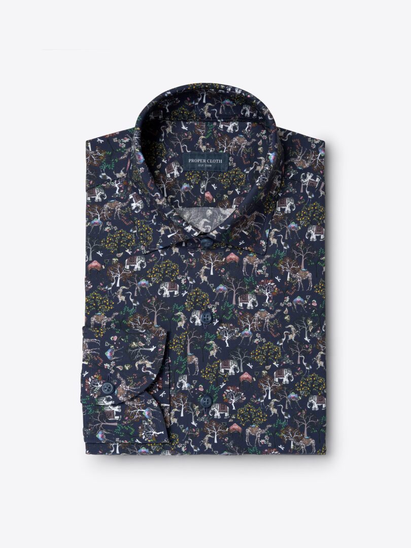 Testa Navy Elephant Print 