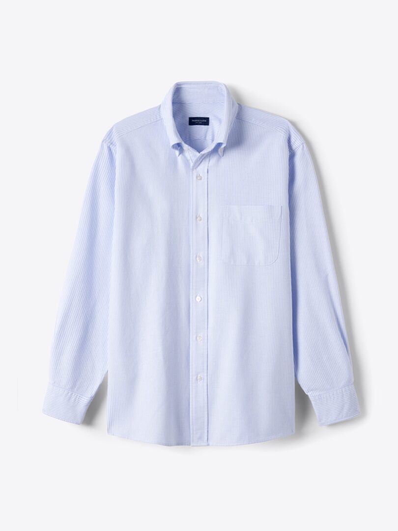 Washed Light Blue Striped Lightweight Oxford Product Image