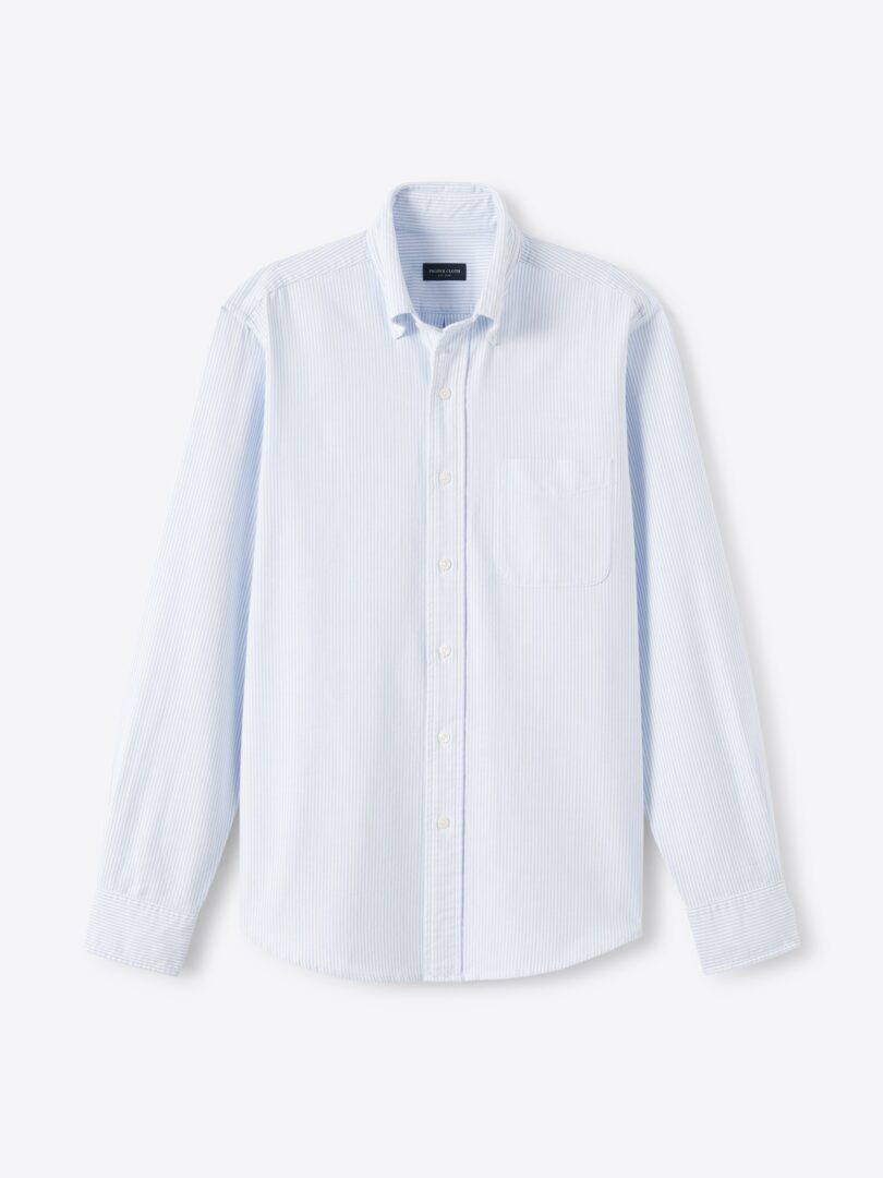 Washed Light Blue Striped Lightweight Oxford Product Image