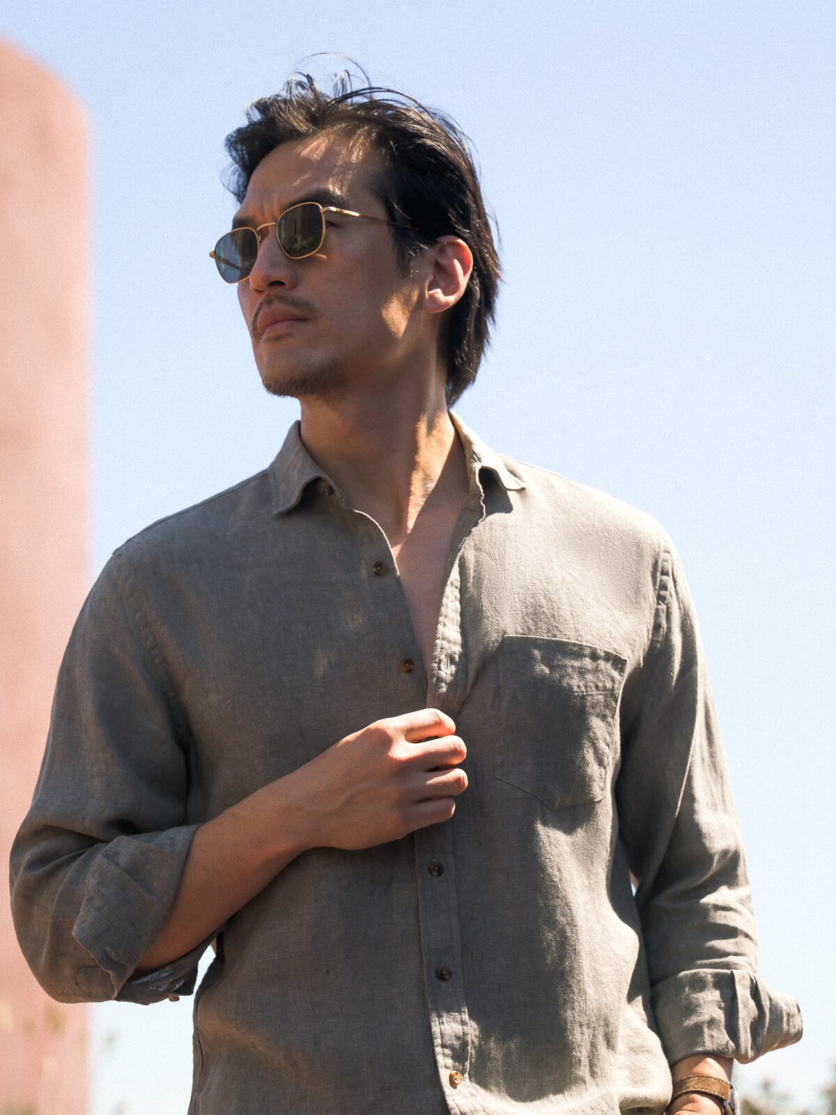 men's sage green dress shirt The Classic Shirt in Linen
