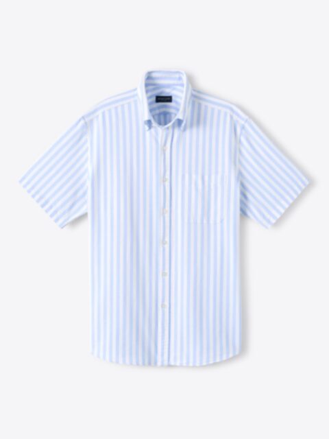 Shop Washed Light Blue Wide Stripe Lightweight Oxford