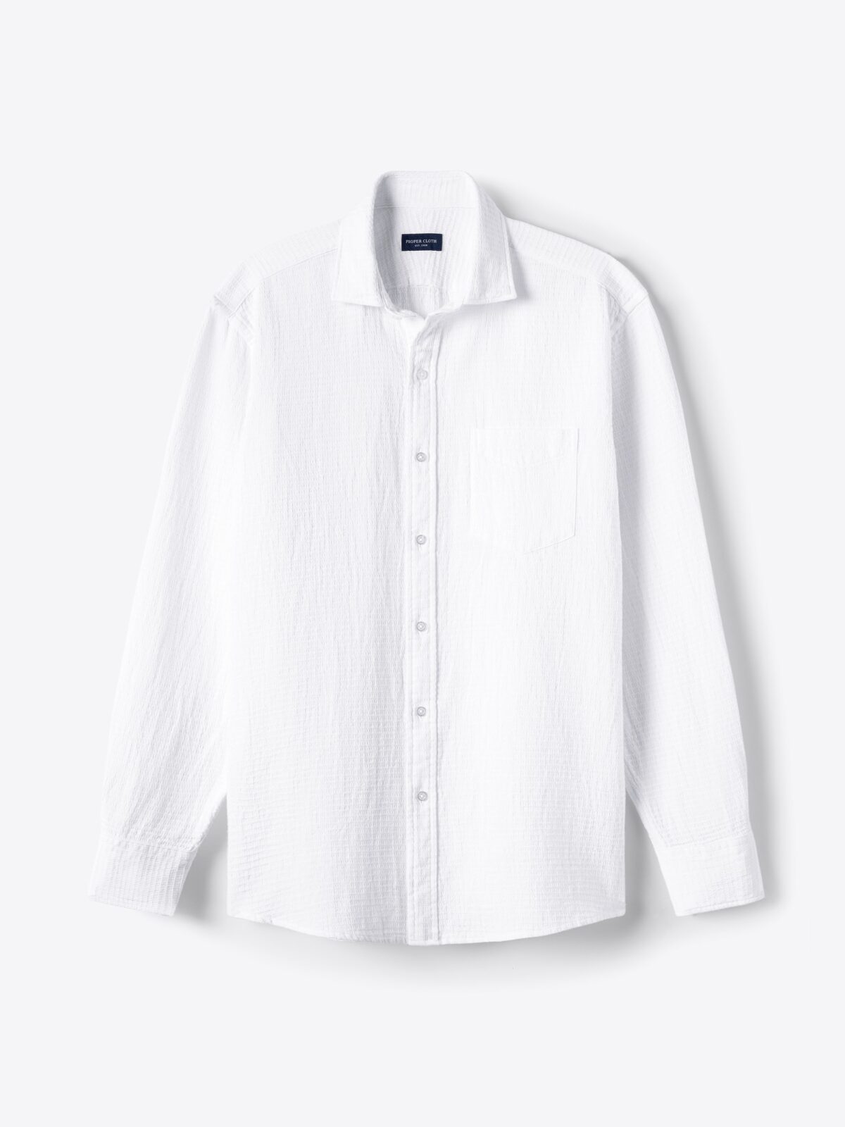 White Washed Linen and Cotton Jacquard Shirt by Proper Cloth