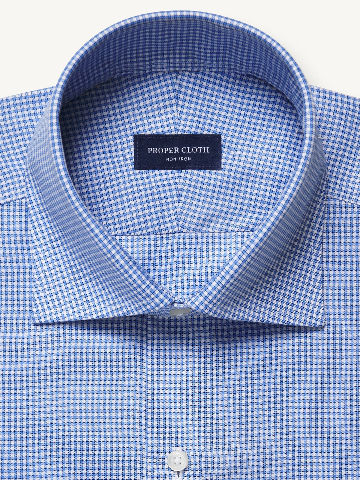 Proper Cloth Men's Non-Iron Blue Border Check Custom Dress Shirt - Blue, Size: 18, Regular, 100% Cotton Proper Cloth Men's Non-Iron Blue Border Check Custom Dress Shirt - Blue, Size: 18, Regular, 100% Cotton