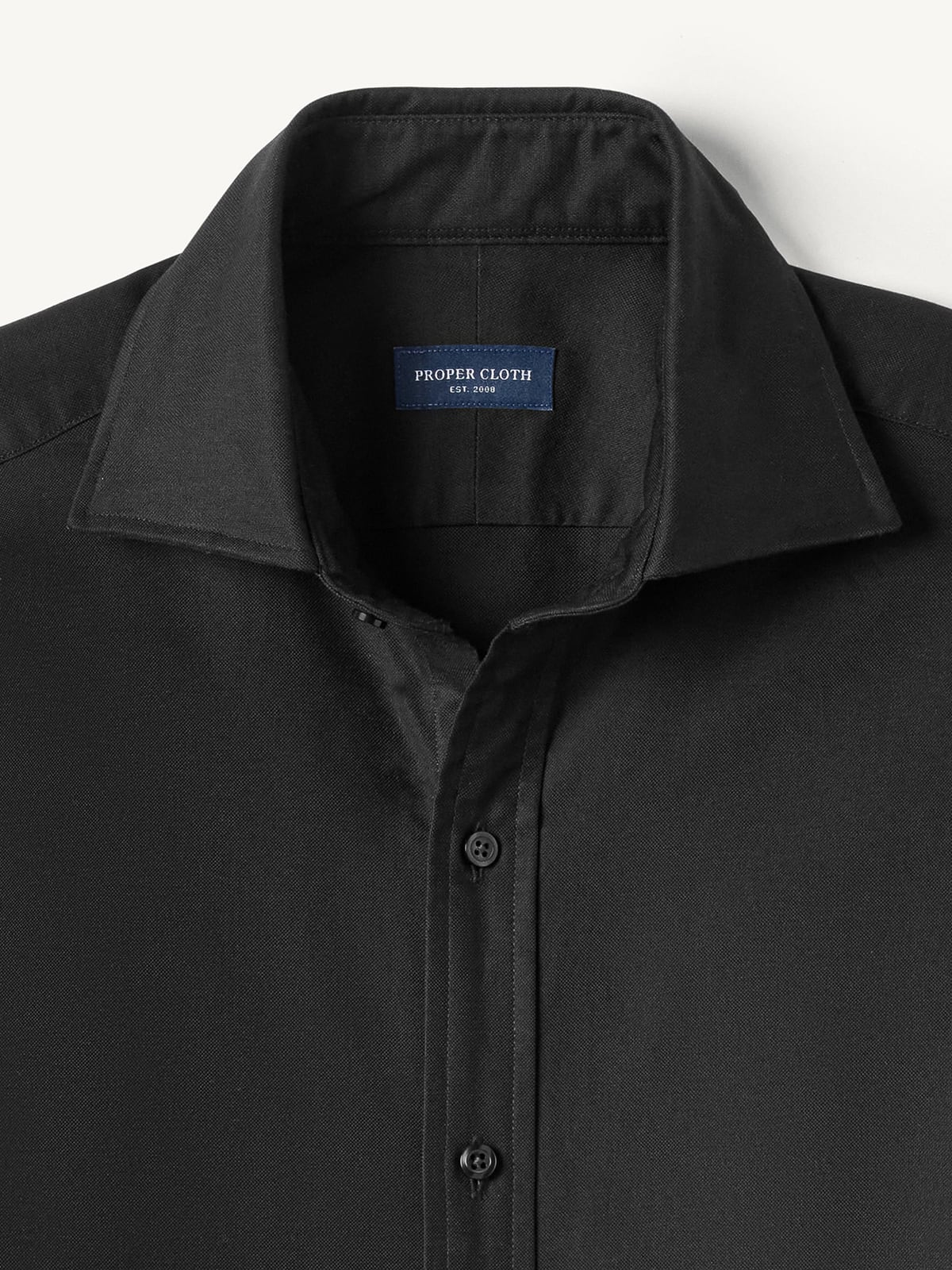 The Clark Oxford Spread Collar Shirt in Black The Clark Oxford Spread Collar Shirt in Black