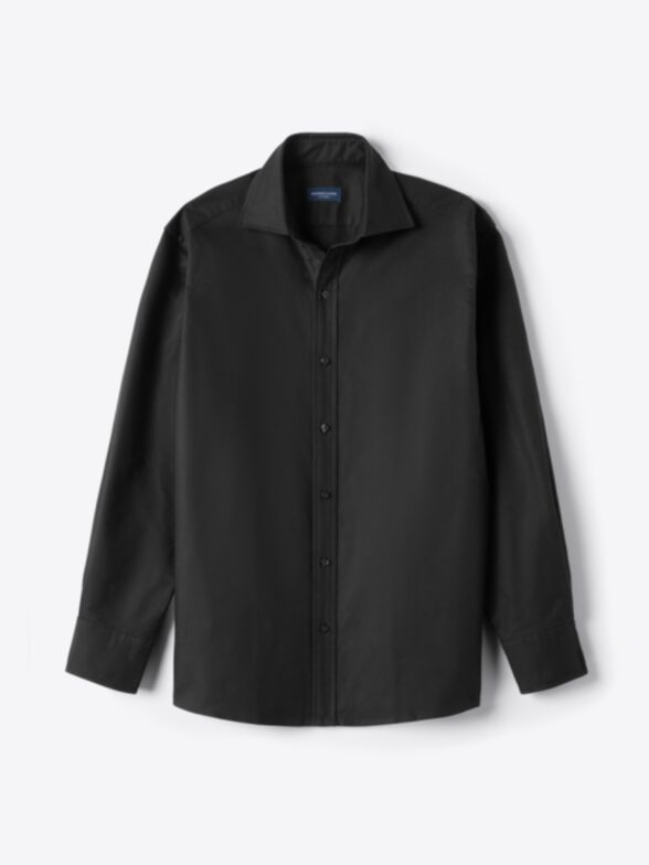 Black Oxford Cloth Spread Collar Shirt Product Image