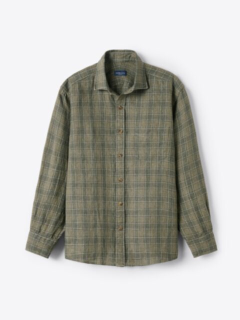 Shop Positano Small Olive Plaid Linen