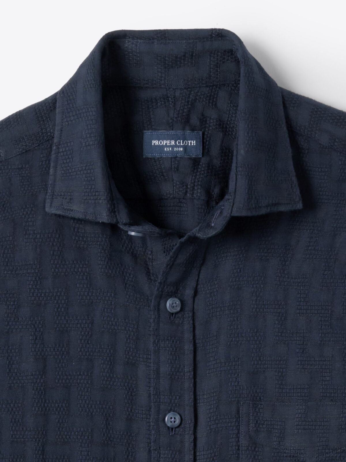 Positano Navy Embroidered Linen Shirt