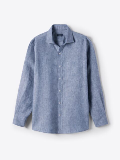 Shop Positano Chambray Blue Italian Linen