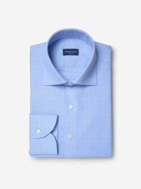 Shop Non-Iron Blue and Yellow Prince of Wales Check