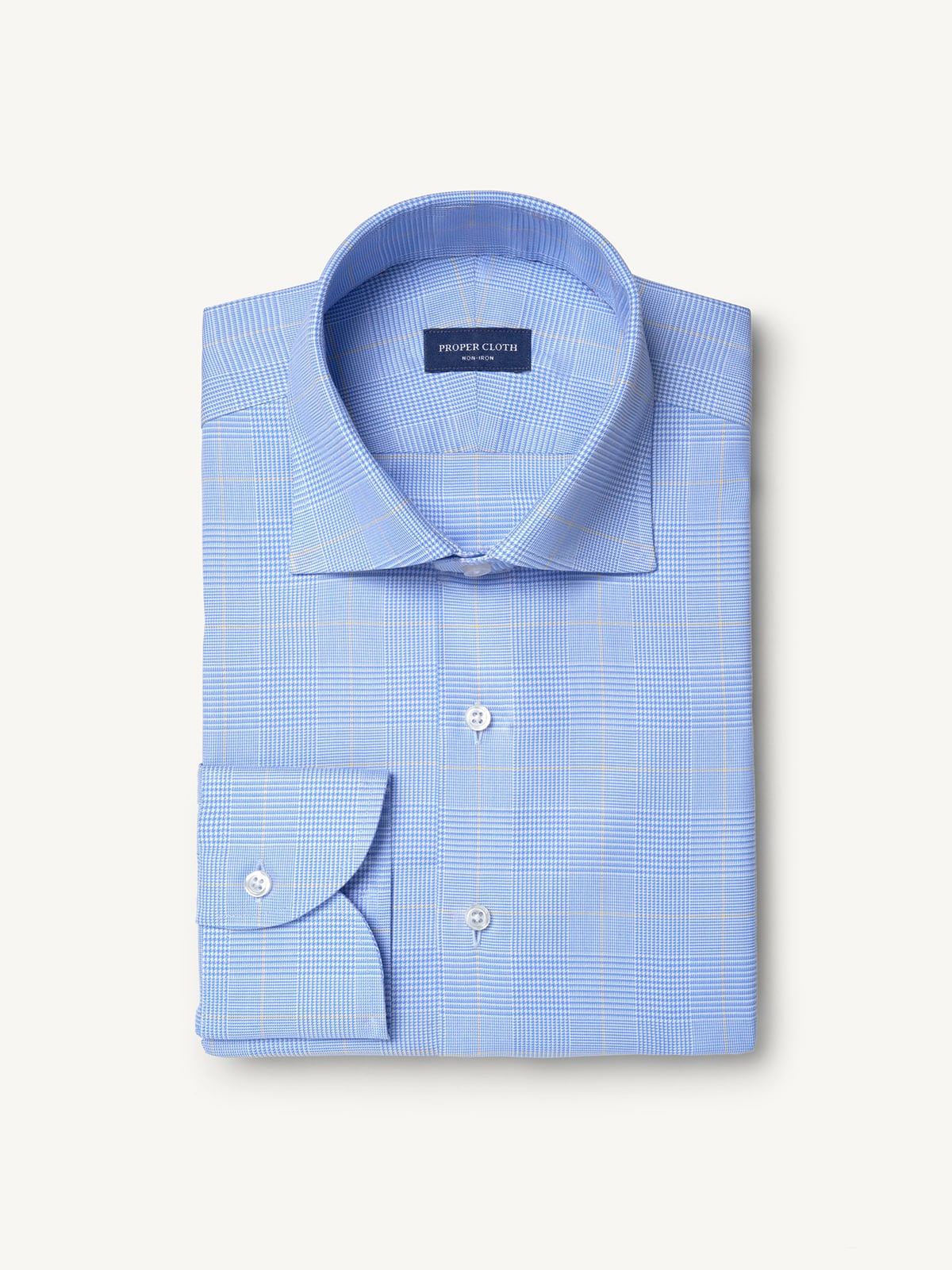 prince of wales dress shirt Blue Prince of Wales Spread Collar Dress Shirt