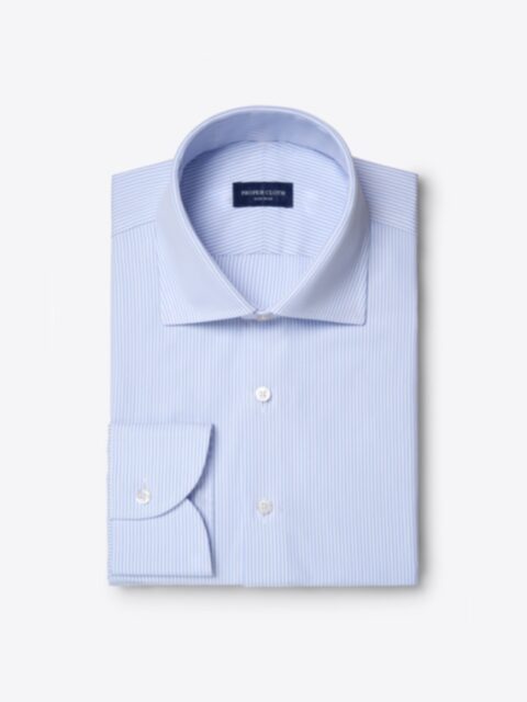 Genoa Blue Wide Pin Stripe Shirt by Proper Cloth