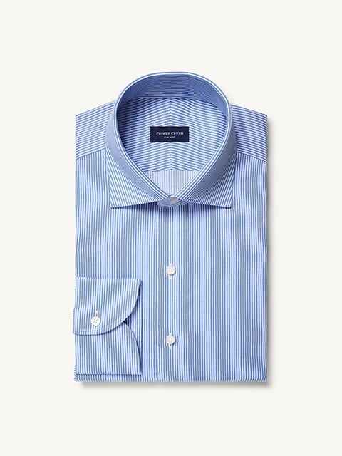 Thomas Mason Non-Iron Sky Awning Stripe Shirt by Proper Cloth