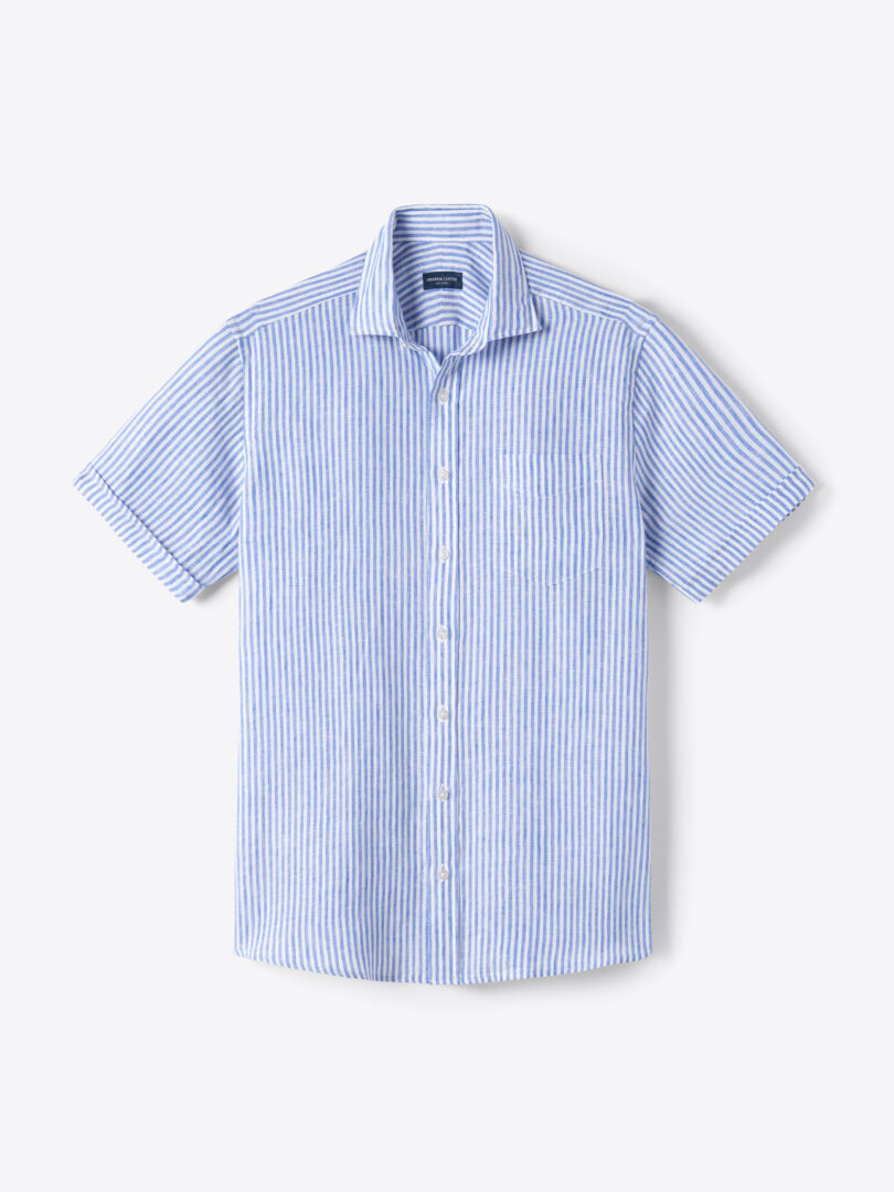 Baird McNutt Blue Irish Linen Stripe 