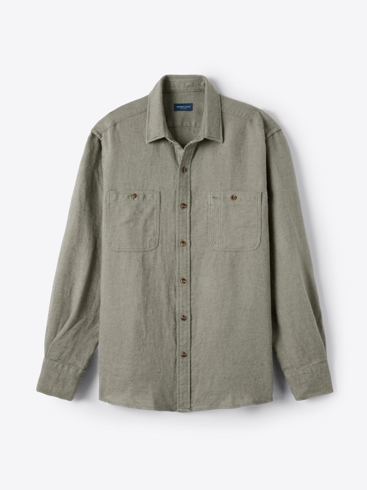 Japanese Washed Sage Heavy Rustic Linen Shirt by Proper Cloth