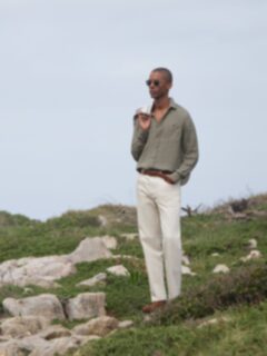 The Rustic Linen Utility Shirt in Sage