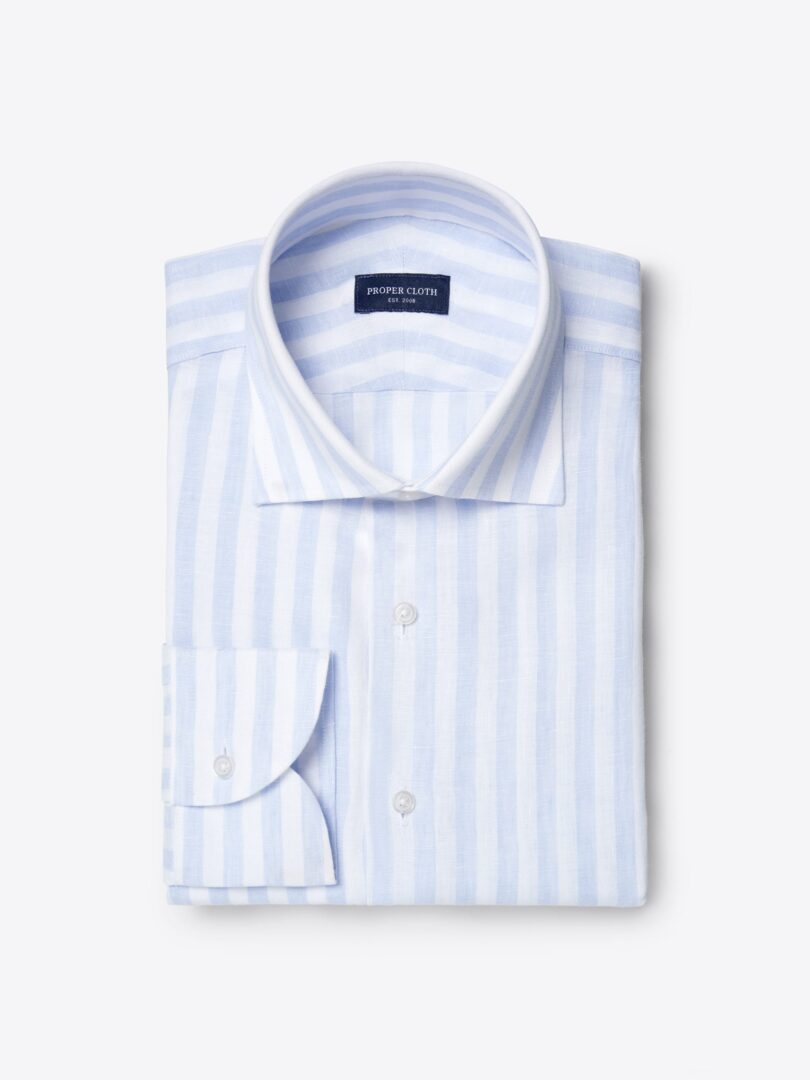 Baird McNutt Light Blue Wide Stripe Irish Linen 