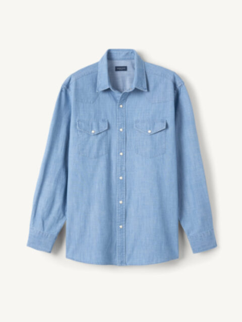 Slate Melange Cotton Twill Shirt by Proper Cloth