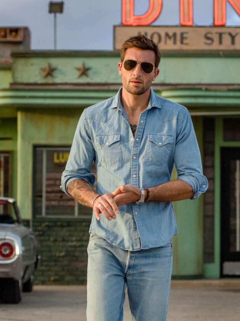 The Washed Italian Denim Western Shirt Thumb Detail