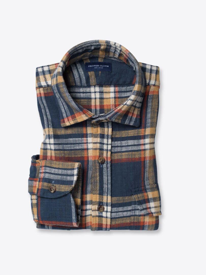 Jackson Washed Navy Gold and Red Country Plaid 