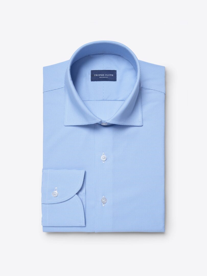 Light Blue Houndstooth Lightweight Performance Dress Shirt Product Image