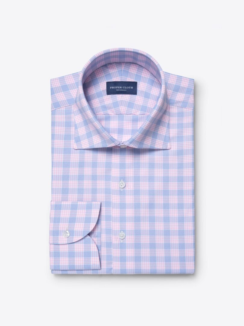 Blue and Pink Multi Check Lightweight Performance Dress Shirt Product Image