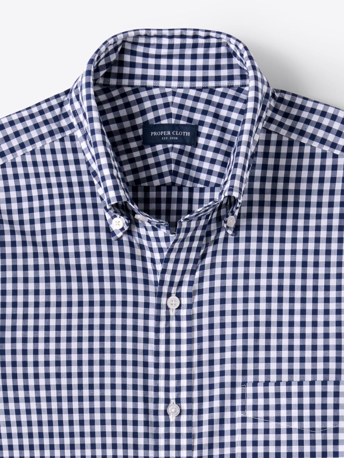 Dark Navy Medium Gingham Poplin Fitted Shirt Shirt by Proper Cloth