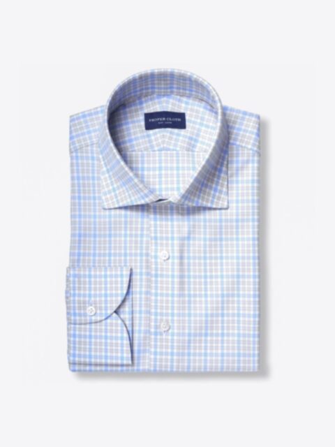 Shop Thomas Mason WR Light Grey and Blue Multi Check