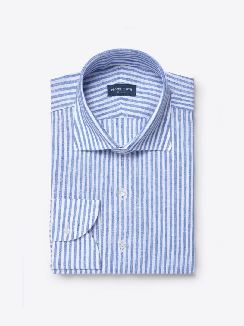 Baird McNutt Blue Irish Linen Stripe Shirts by Proper Cloth