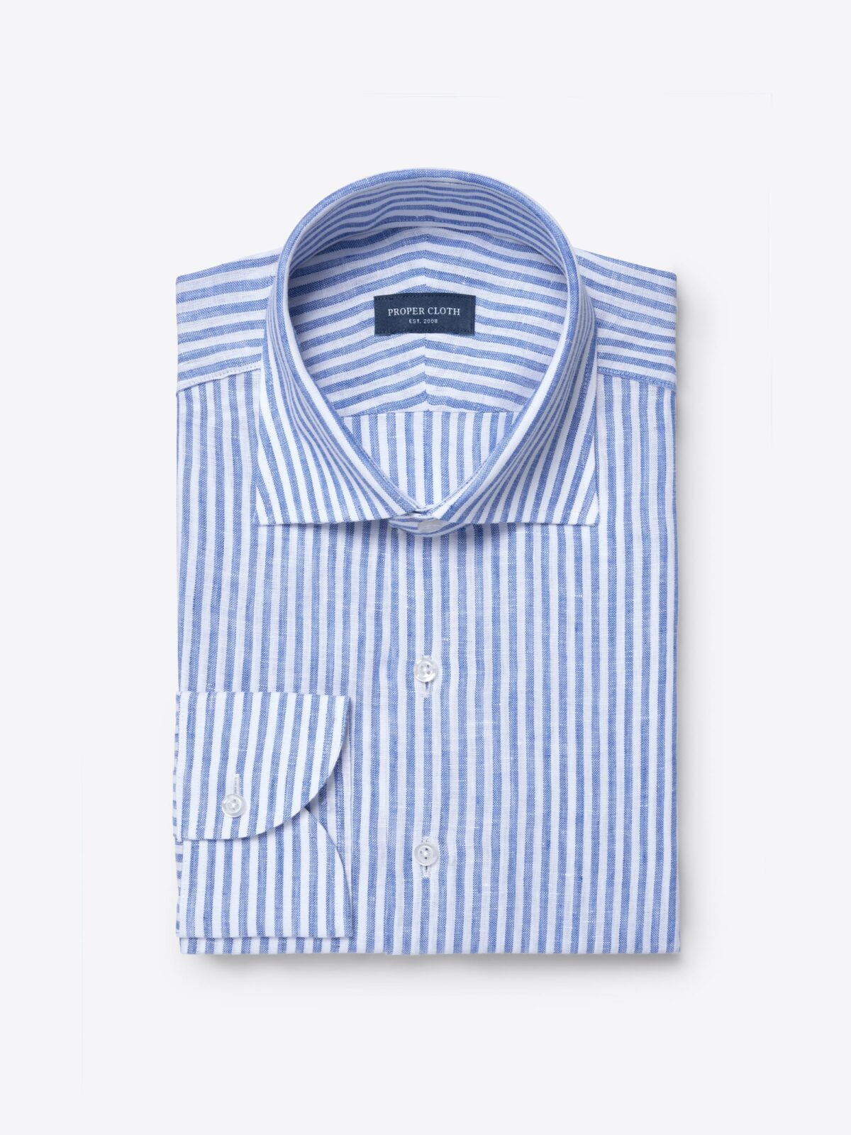 Baird McNutt Blue Irish Linen Stripe Shirt by Proper Cloth