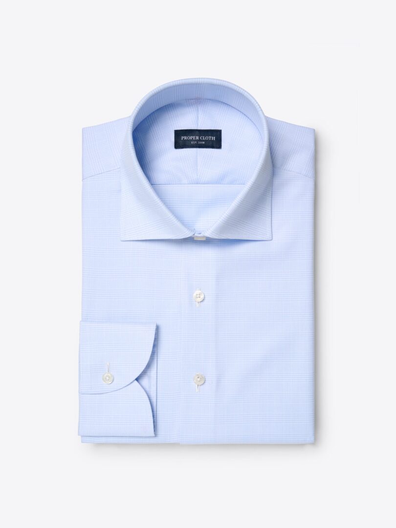 Thomas Mason Wrinkle-Resistant Light Blue Glen Plaid Twill 