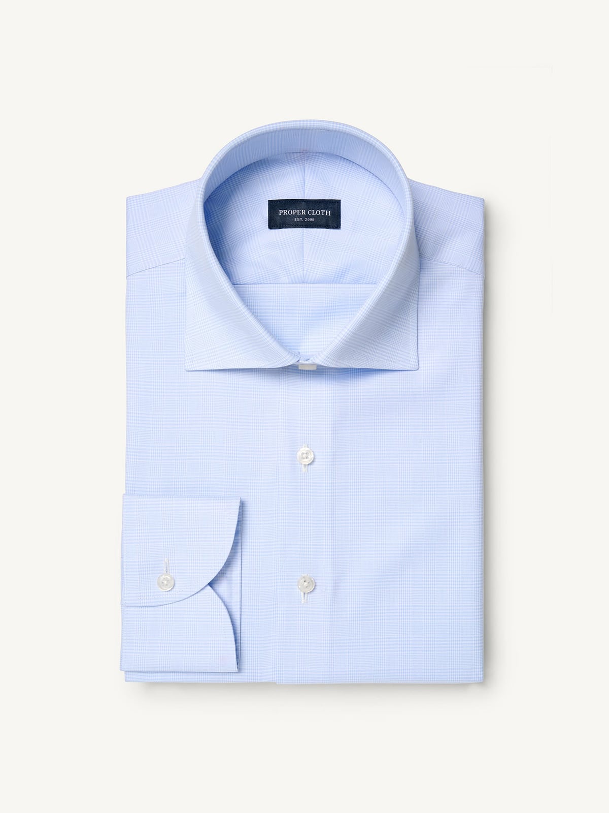 The Thomas Mason Wrinkle-Resistant Dress Shirt in Light Blue Glen