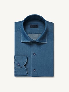 dress shirts blue Black n Bianco Boys' Signature Sateen Long Sleeve Dress Shirt in Navy