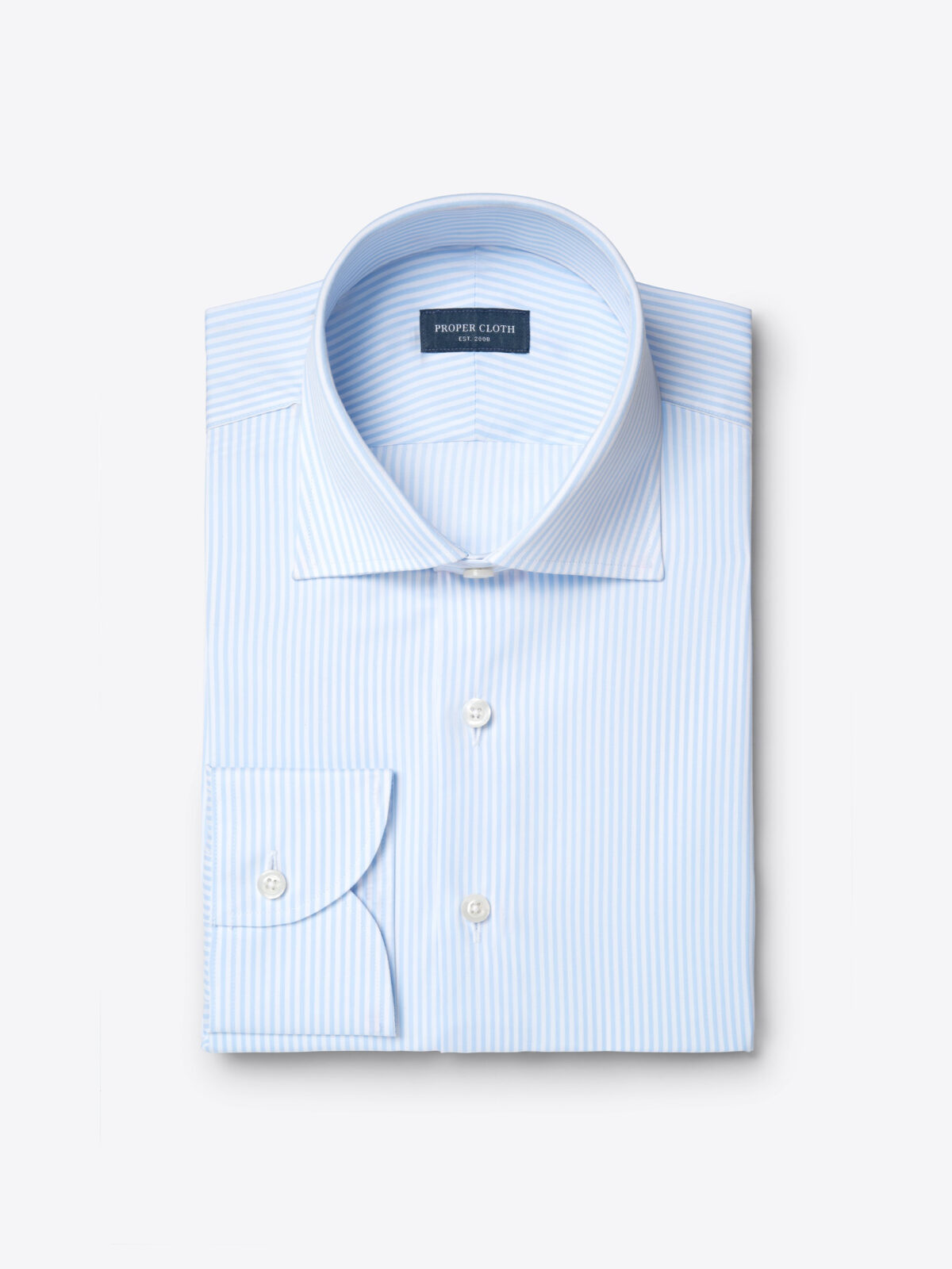 Thomas Mason Goldline Light Blue Bengal Stripe Shirt by Proper Cloth