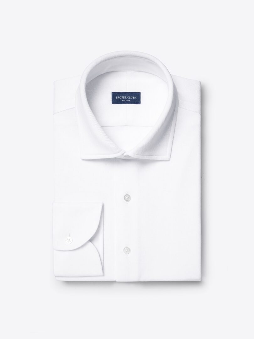Thumb Photo of Canclini White Easy Care Knit Pique Dress Shirt