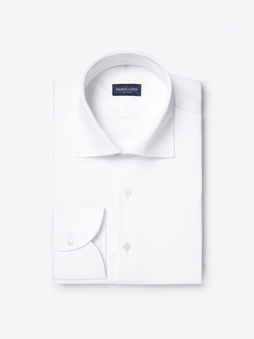 Thomas Mason Wrinkle-Resistant White Herringbone 