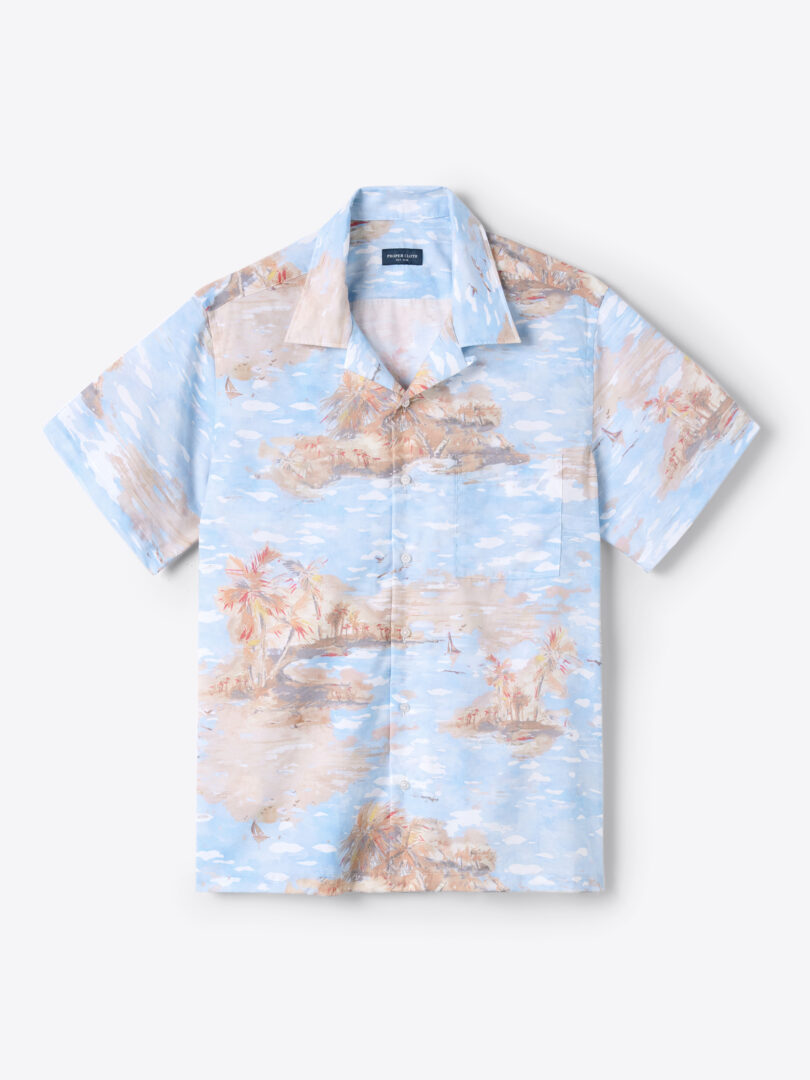 Albini Tencel and Cotton Watercolor Island Print 