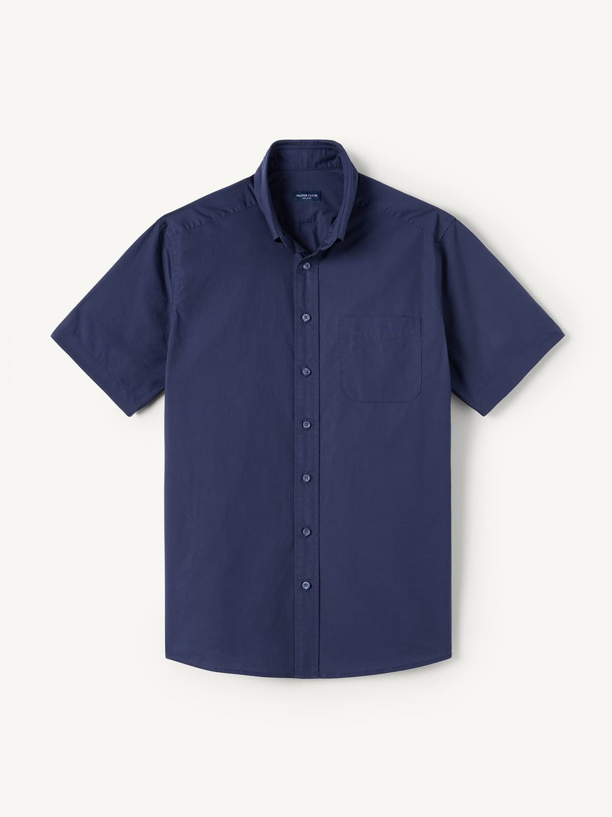 Proper Cloth Men's Troy Navy Washed Poplin Custom Dress Shirt - Blue, Size: 21, Big, Tall, 100% Cotton