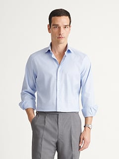 The Stretch Non-Iron Shirt in Blue and White Tattersall