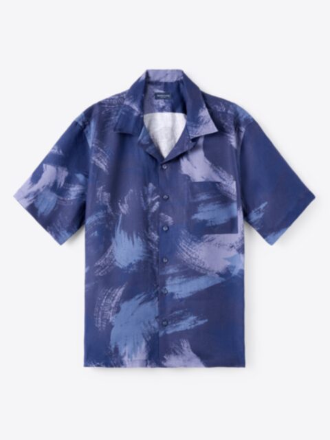 Shop Albini Blue Large Brushstroke Aloha Linen