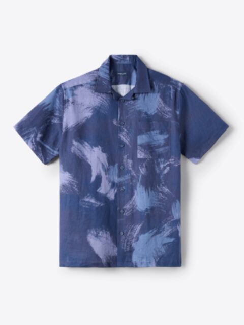 Shop Albini Blue Large Brushstroke Aloha Linen