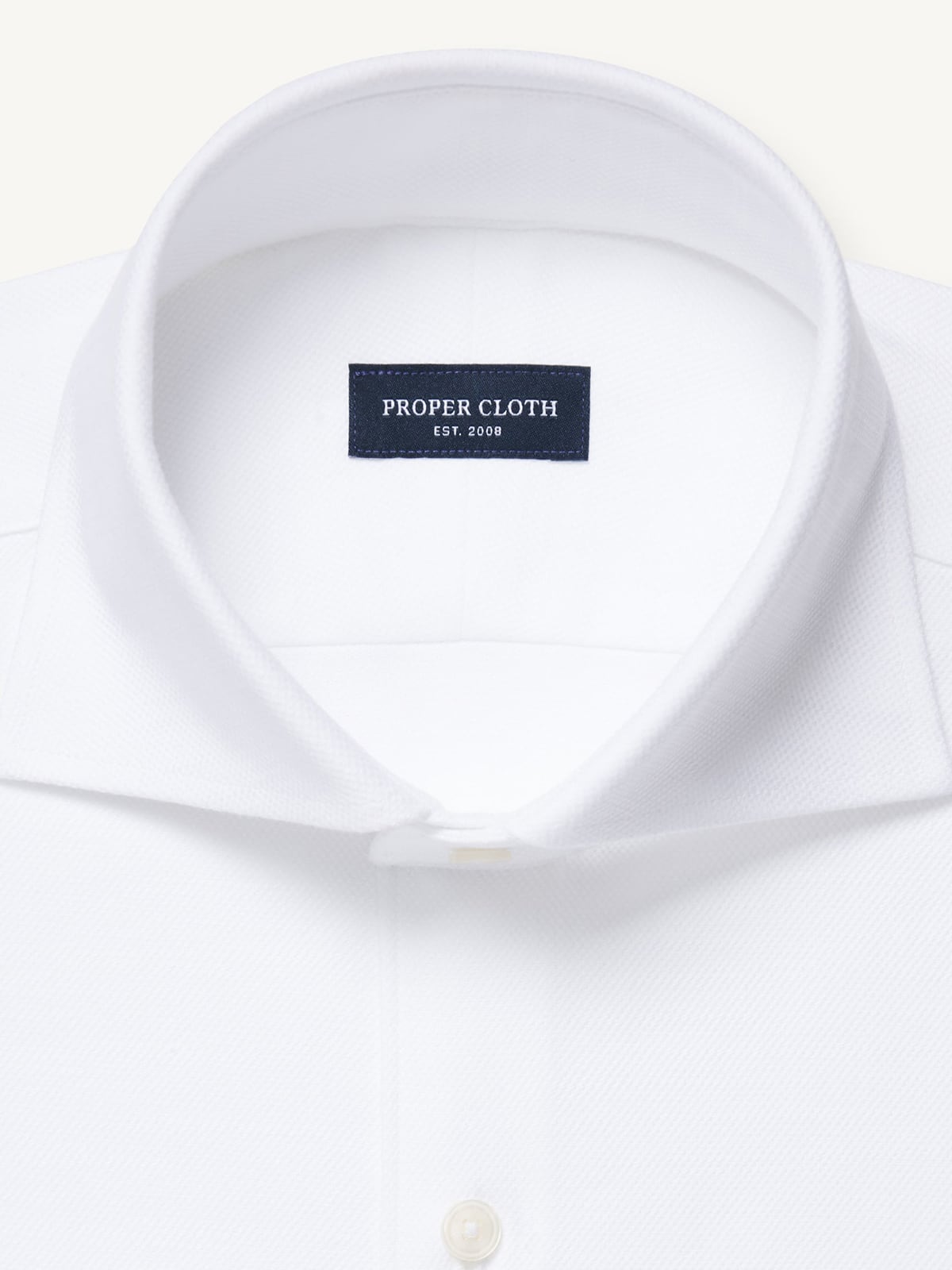Proper Cloth Men's Amalfi White Stretch Pique Custom Dress Shirt - White, Size: 18, Regular, Cotton