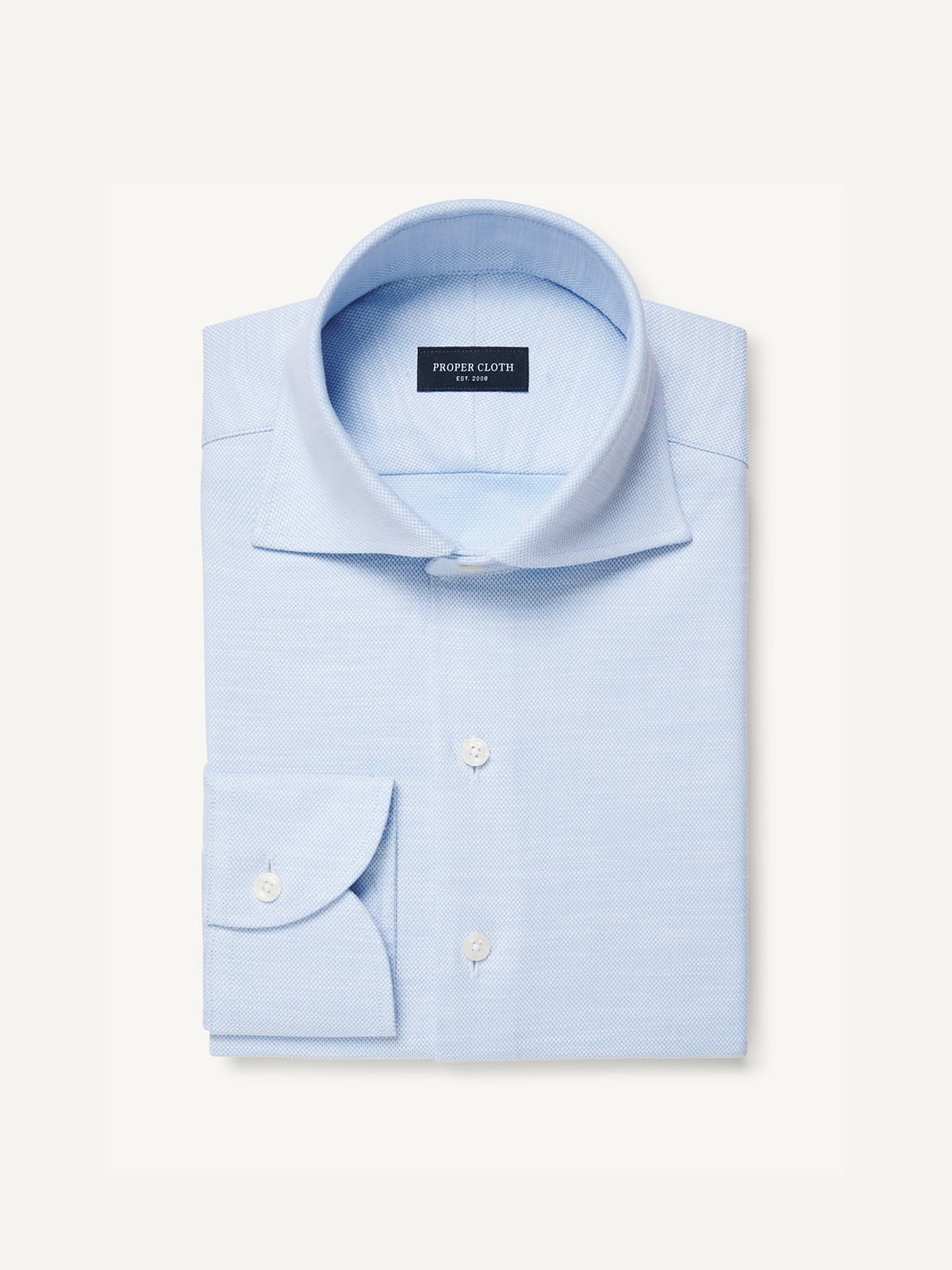 light blue stretch dress shirt Proper Cloth Men's Albini Light Blue 80s Stretch Poplin Custom Dress Shirt