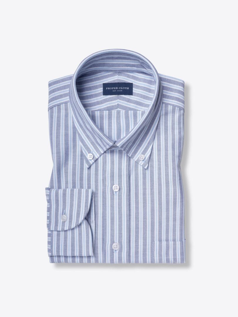 Blue Multi Stripe Lightweight Oxford Cloth 