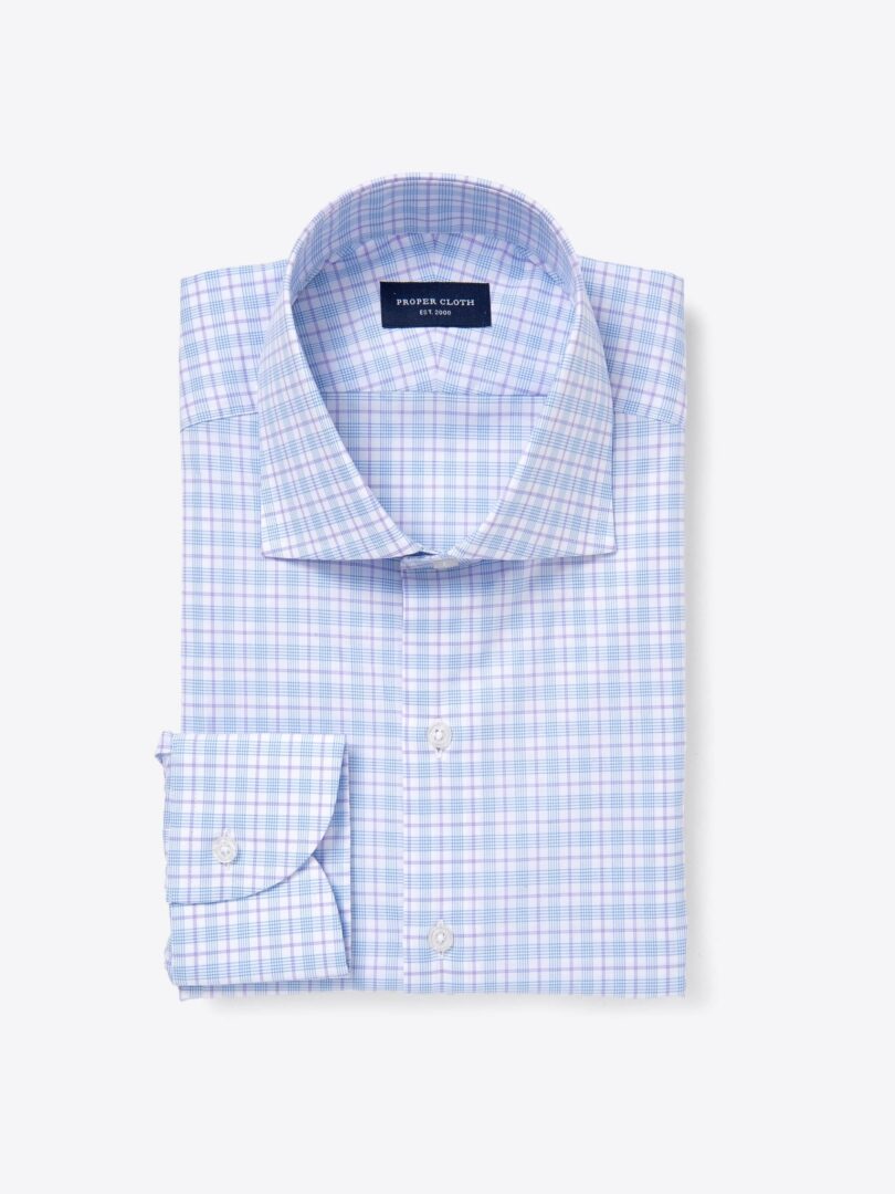Bryce Light Blue and Lavender Multi Check Men's Dress Shirt 