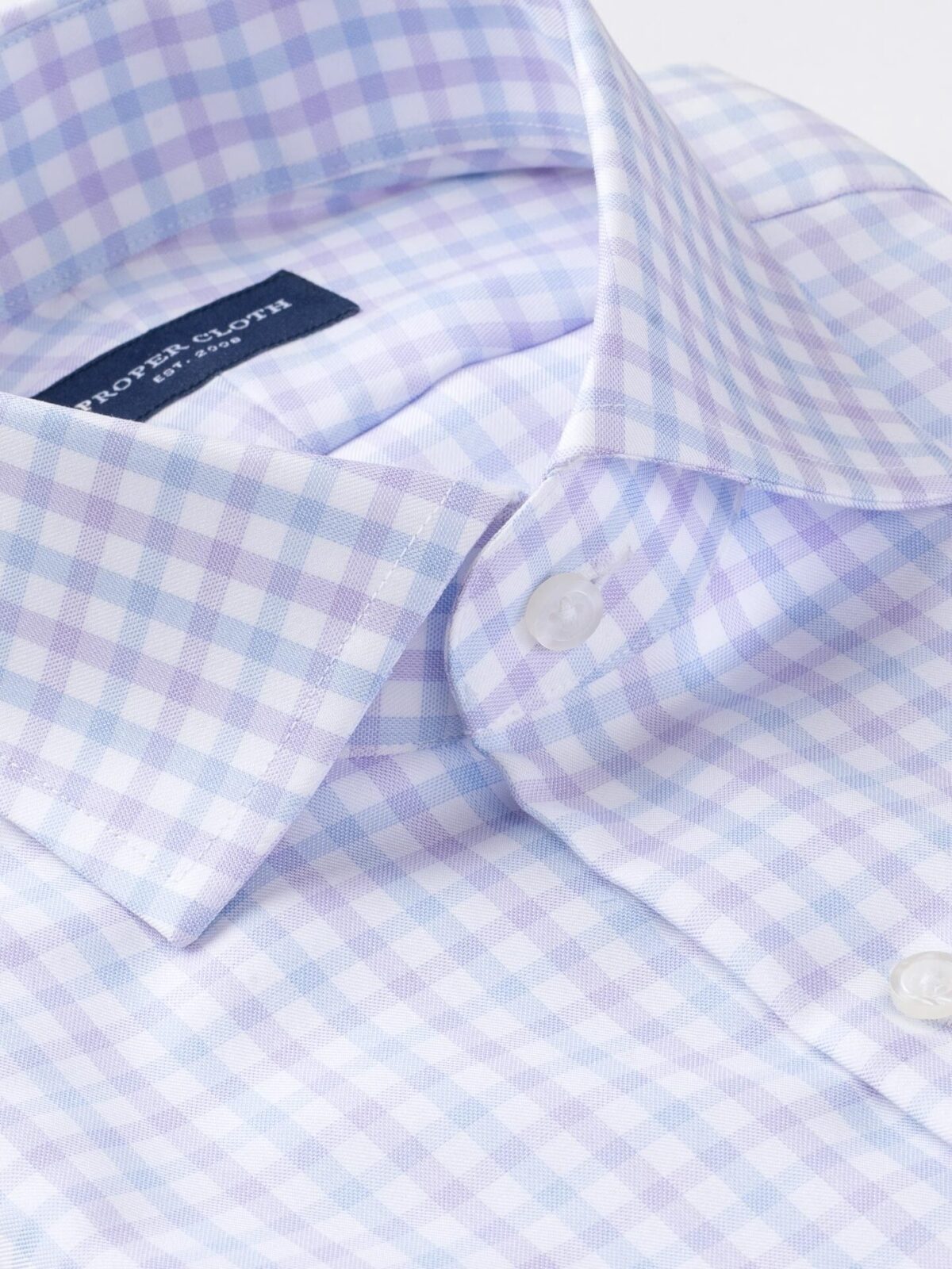 Mayfair Wrinkle-Resistant Lilac and Blue Check Custom Dress Shirt Shirt by Proper  Cloth
