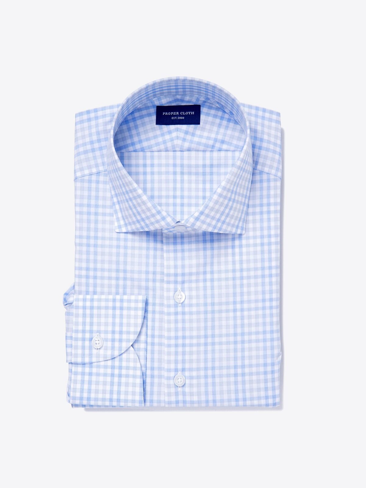 Adams Grey and Blue Multi Check Fitted Dress Shirt Shirt by Proper Cloth