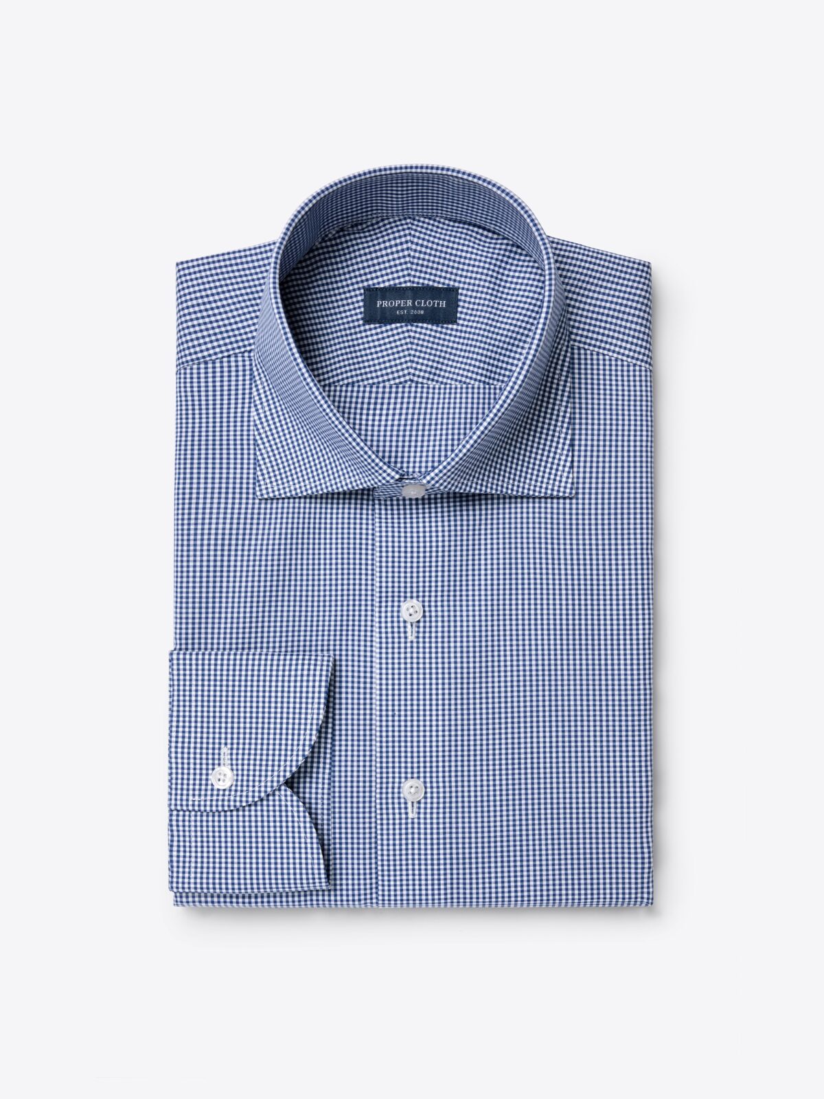 Irving Navy Mini Gingham Broadcloth Shirt by Proper Cloth