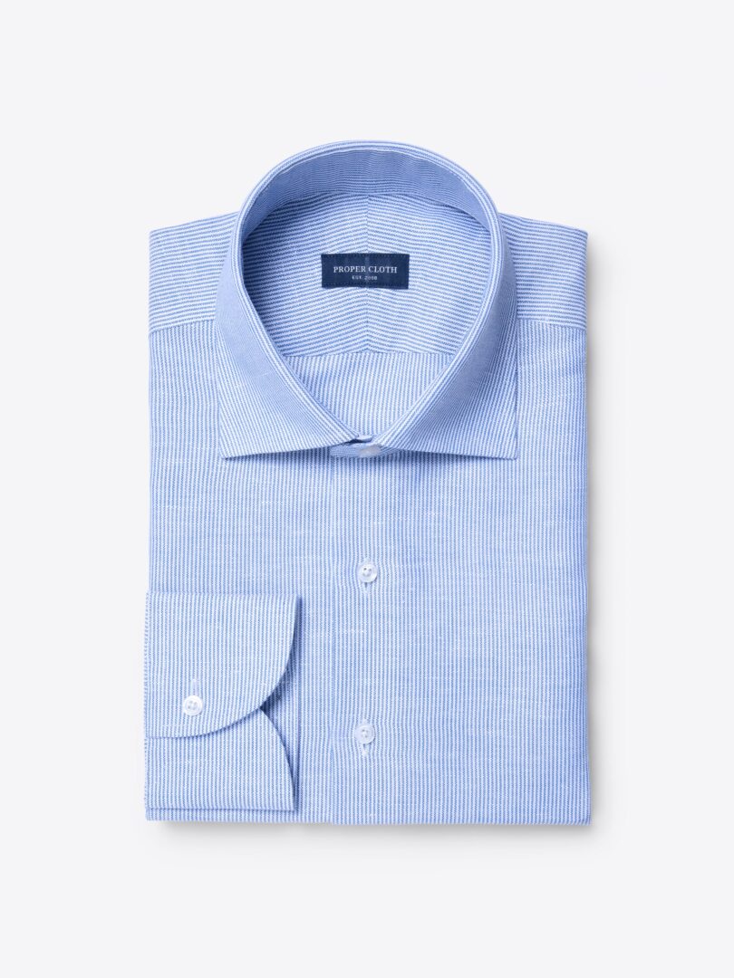 Blue Pencil Stripe Cotton and Linen Blend 