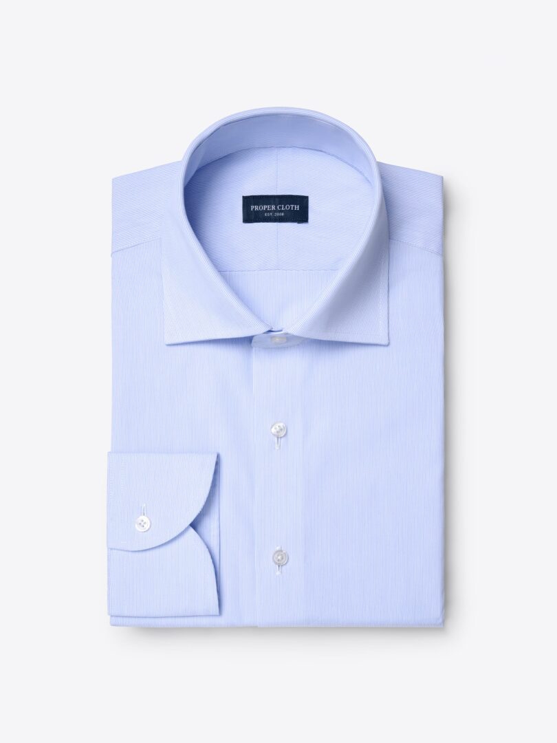 Light Blue Wrinkle-Resistant 100s Pinstripe 