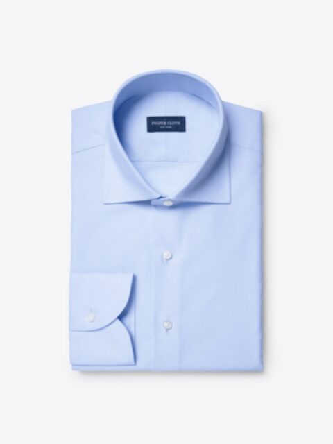The Thomas Mason Wrinkle-Resistant Shirt in Light Blue Mini Grid